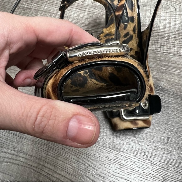 Vintage DOLCE & GABBANA Ponyhair Animal Print Slingback Peep Toe Pumps - Picture 4 of 10